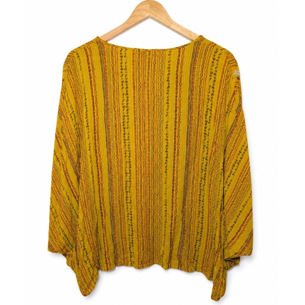 Savanna Jane Mustard Embroidered Boho Tunic Blouse M Floral Festival Top - Picture 3 of 6